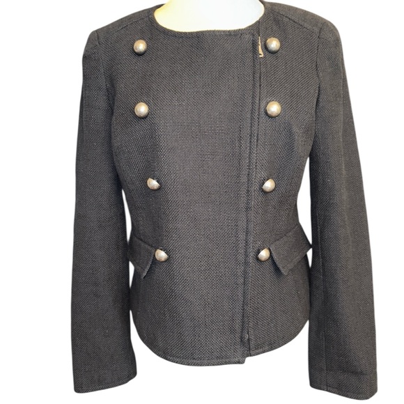 Talbots dressy jacket full zip front oversized decorative buttons cotton size 10 - Picture 1 of 10